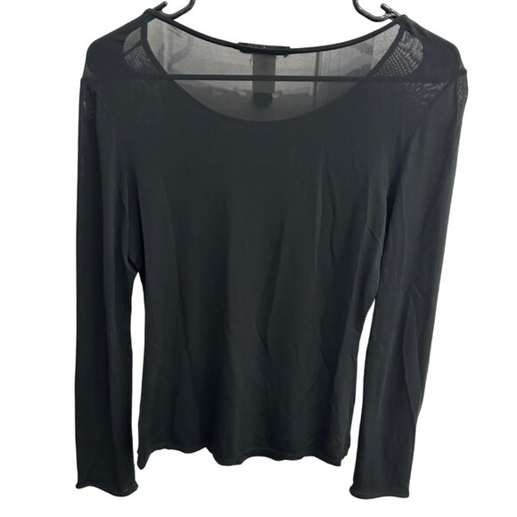 Josie Natori Womens Black Sheer Long Sleeve Top Size Small Stylish Whimsigoth - Picture 2 of 8
